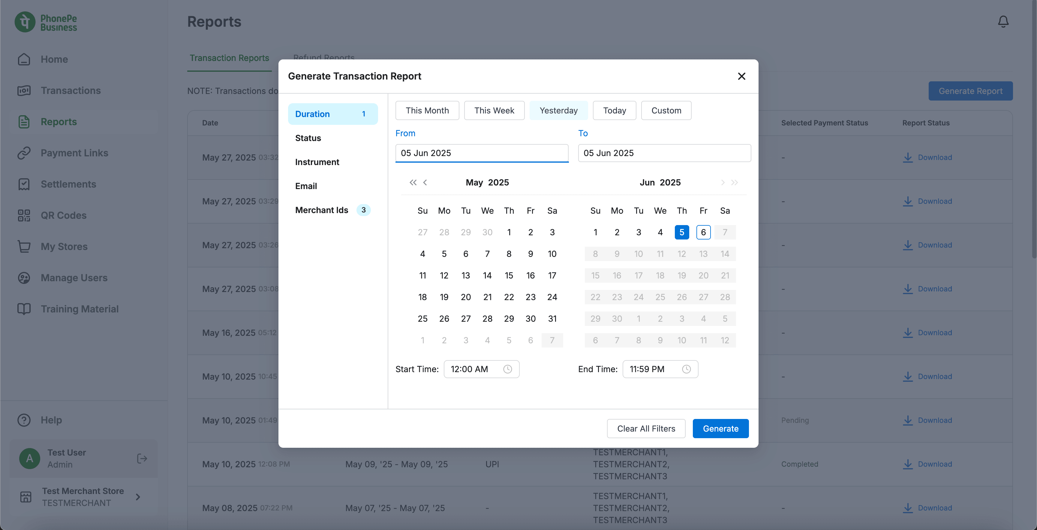 Reports | PhonePe Business Developer Documentation | Integration Guide