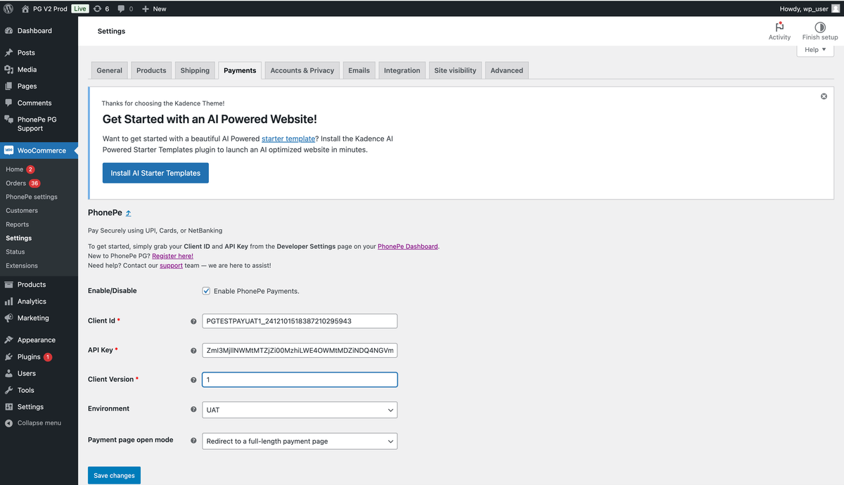 WooCommerce | PhonePe Business Developer Documentation | Integration Guide